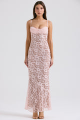 Azzurra Rose Pink Lace Godet Gown