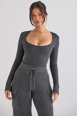 Marianna Charcoal Loungewear Bodysuit - SALE