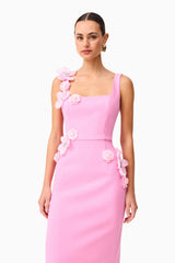 Chantelle 3D Midi Dress in Pink