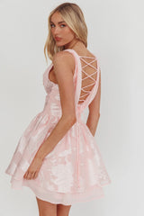 Lusting Lace-Up Back Mini Dress Blush