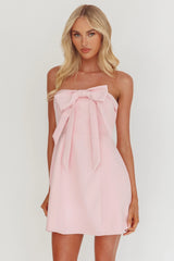 Lollipop Strapless Bow Bust Mini Dress Pink Sorbet