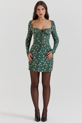 Malika Green Floral Corset Mini Dress