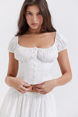 Kitty White Gathered Top