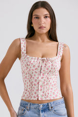 Chicca White Rosebud Print Top