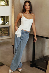 Mistress Rocks Blue Cross Front Baggy Jeans - SALE