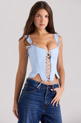 Callie Blue Rose Reversible Cotton Corset Top