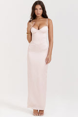 Stefania Soft Peach Corset Maxi Dress