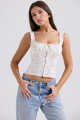 Chicca White Posy Print Top