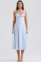 Carmen Soft Blue Cotton Bustier Sundress