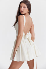 Florianne Ivory Cotton Bow Mini Dress