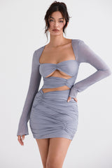 Camille Dove Grey Real Silk Mini Dress