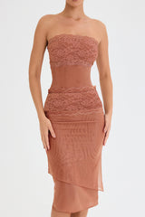 Mistress Rocks Cinnamon Lace Midi Skirt - SALE