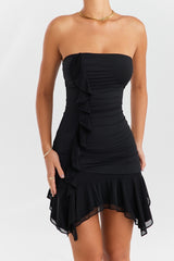 Mistress Rocks Black Strapless Ruffle Mini Dress - SALE