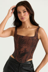 Rafa Antique Copper Satin Longline Corset