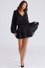 Gianna Black Hand Beaded Georgette Mini Dress - Limited Edition