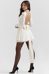 Aryana Ivory Bow Mini Dress