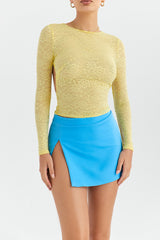 Mistress Rocks Aqua High Split Mini Skirt - SALE