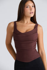 The Drape Neck Chocolate Corset Top