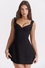Tilly Black Pin Tuck Mini Dress