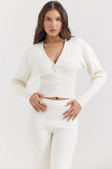 Noor Off White Knitted Cardigan