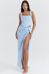 Vesper Soft Blue Maxi Skirt