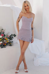 Mistress Rocks Lavender Denim Mini Skirt - SALE