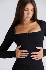 The Long Sleeve Black Corset Top