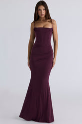 Milena Dark Cherry Corset Maxi Dress