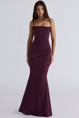 Milena Dark Cherry Corset Maxi Dress