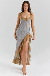 Aloura Paisley Print Georgette Ruffle Maxi Dress