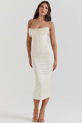 Nalita Vintage Cream Embellished Strapless Dress