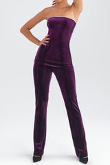 Mistress Rocks Aubergine Velvet Trousers - SALE