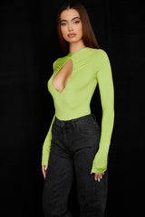 Estrelle Lime Green Cutout Bodysuit