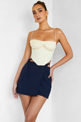 PixieMistress Rocks Navy Wrap Front Mini Skirt - SALE