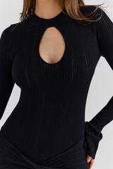Aziza Black Long Sleeve Mini Dress