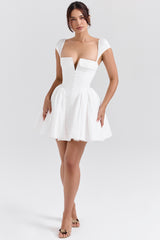 Florence White Cotton Corset Mini Dress