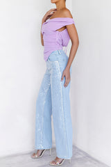 Mistress Rocks Stonewash Baggy Sequin Jeans - SALE