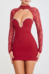 Mistress Rocks Cranberry Crystal Trimmed Mini Dress - SALE