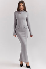 Marie-Louise Light Grey Bodycon Maxi Dress