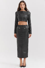 Tana Black Vegan Leather Maxi Skirt