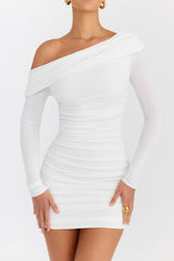 Mistress Rocks Ivory Gathered Off Shoulder Mini Dress - SALE