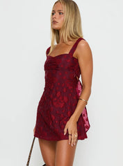 Mcbeath Mini Dress Burgundy Burnout