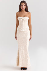 Mara Ivory Metallic Jacquard Maxi Skirt