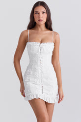 Marlene White Cotton Broderie Anglais Mini Dress