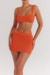 Mistress Rocks Tangerine Dainty Knit Mini Skirt - SALE