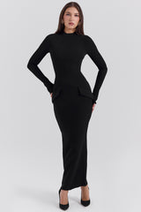 Marie-Louise Black Turtleneck Maxi Dress