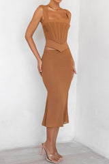 Mistress Rocks Caramel Midi Skirt With Brief - SALE