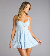 Glitter Kiss Lace Ruffle Mini Dress
