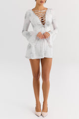 Mistress Rocks Marble Satin Lace Up Mini Dress - SALE