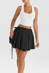 Mistress Rocks Black Wrap Front Mini Skirt - SALE